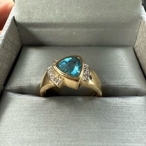 Custom Blue Topaz set in 10k yellow gold ring